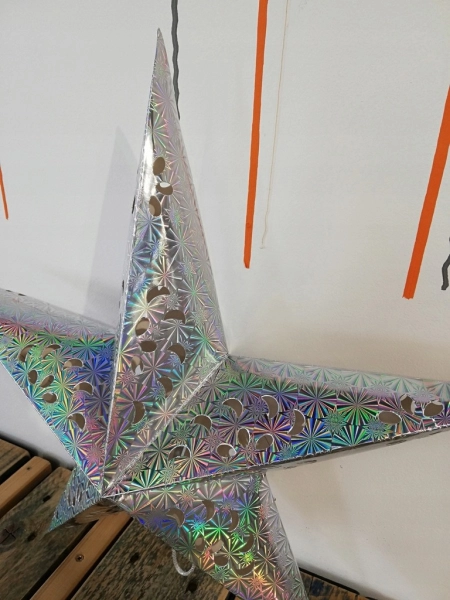 GWIAZDA LED PAPIEROWA SREBRNA WISZĄCA OZDOBA ŚWIĄTECZNA DUŻA 90CM