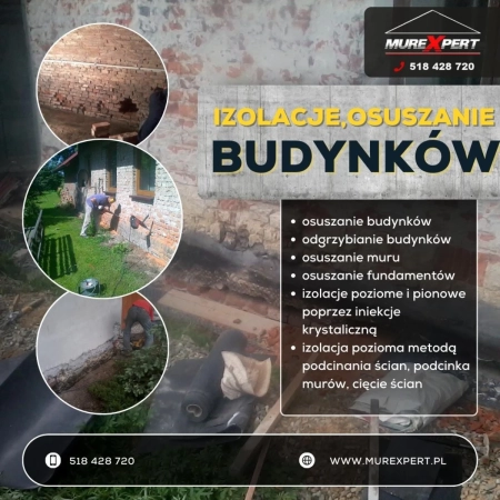 Osuszanie budynków, izolacja fundamentów, iniekcja krystaliczna, podcinanie ścian Małopolska/ Śląsk