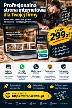 Kompletna strona dla firmy 299 zł, bez umowy na lata