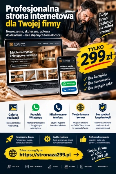 Kompletna strona dla firmy 299 zł, bez umowy na lata