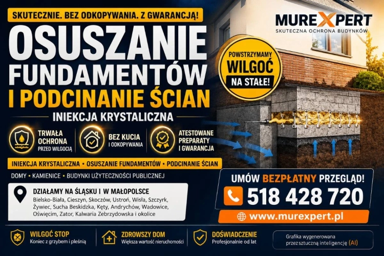Osuszanie i iniekcja ścian i piwnic - izolacja pozioma, podcinanie muru, hydroizolacje