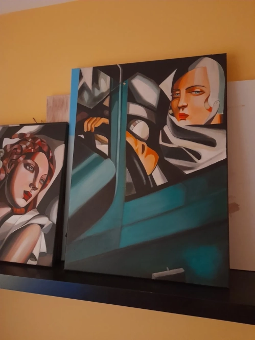 Sprzedam obraz, kobieta w zielonym bugatti - tamara Łempicka