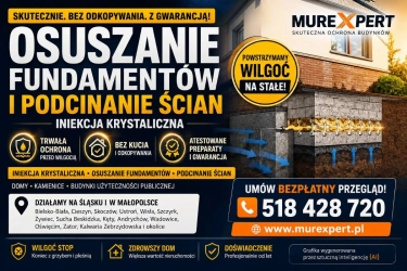 Iniekcja krystaliczna, osuszanie fundamentów i podcinanie ścian - skutecznie Śląsk/Małopolska
