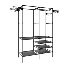 Wieszak stojący metal Ruhhy czarny PODWÓJNY WIESZAK NA UBRANIA LOFT