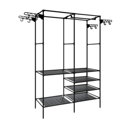 Wieszak stojący metal Ruhhy czarny PODWÓJNY WIESZAK NA UBRANIA LOFT