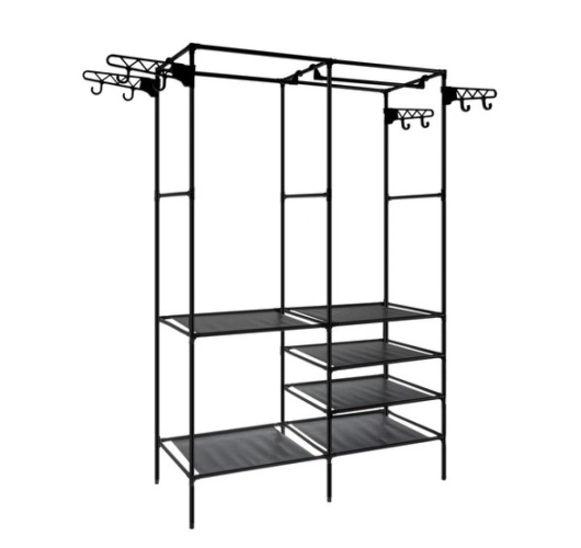 Wieszak stojący metal Ruhhy czarny PODWÓJNY WIESZAK NA UBRANIA LOFT
