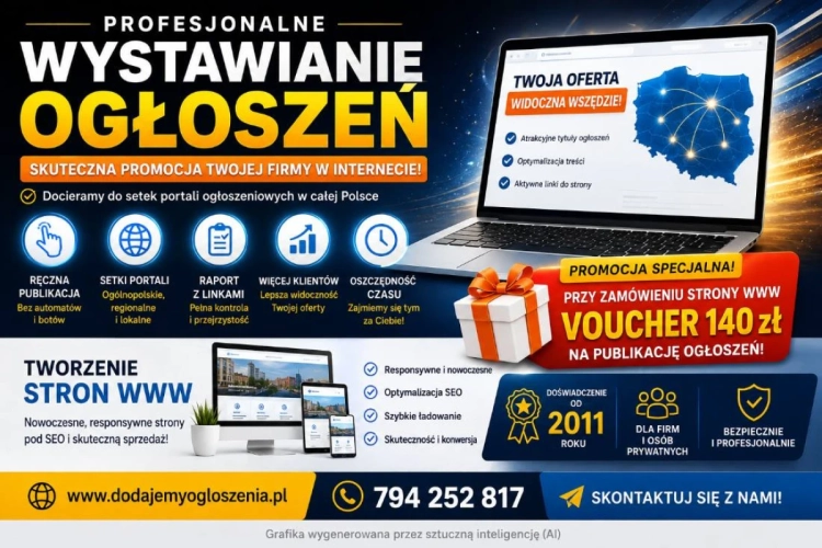 Wystawianie ogłoszeń w internecie - skuteczna reklama Twojej firmy  + Tanie strony WWW