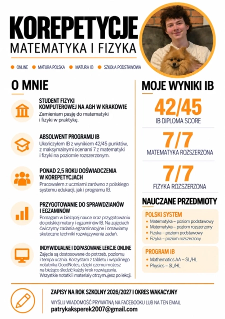 Korepetycje online z matematyki i fizyki | Matura podstawowa i rozszerzona | IB