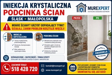 Osuszanie i izolowanie fundamentów - iniekcja krystaliczna i podcinanie ścian Śląsk, Małopolska