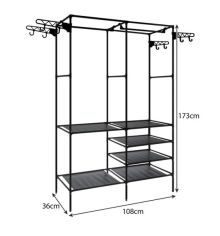 Wieszak stojący metal Ruhhy czarny PODWÓJNY WIESZAK NA UBRANIA LOFT