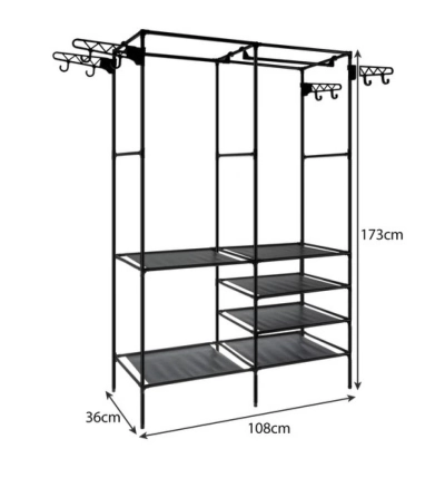Wieszak stojący metal Ruhhy czarny PODWÓJNY WIESZAK NA UBRANIA LOFT
