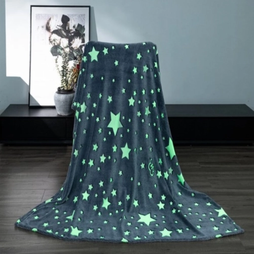 MIĘKKI KOC PLED NARZUTA NA ŁÓŻKO ŚWIECĄCY 150x180 Duży KOCYK Neon HIT