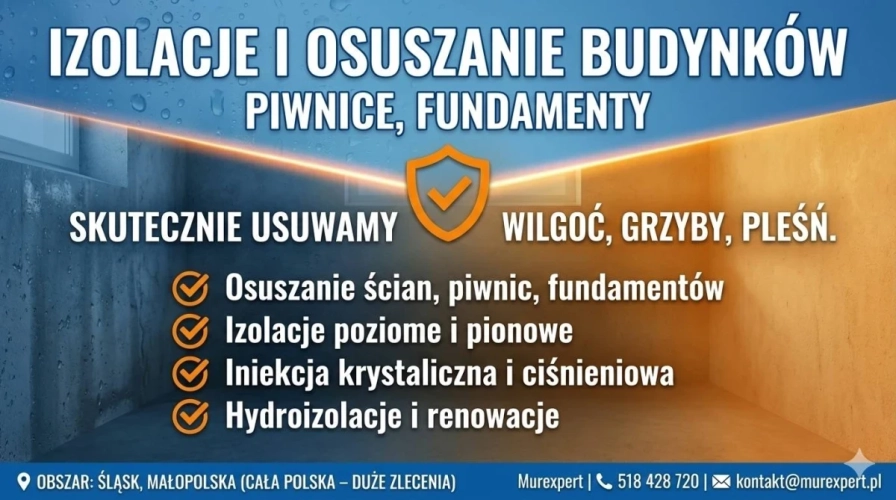 Osuszanie murów, iniekcja krystaliczna, podcinanie ścian Małopolska