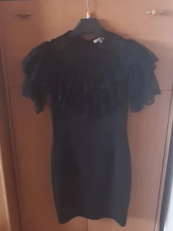 Elegancka sukienka damska mała czarna krótki rękaw 36/38 Soky&Soka