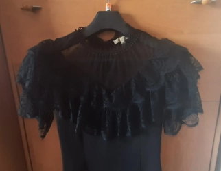 Elegancka sukienka damska mała czarna krótki rękaw 36/38 Soky&Soka