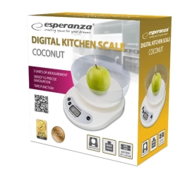 Waga kuchenna Esperanza COCONUT biały 5 kg Waga do kuchni
