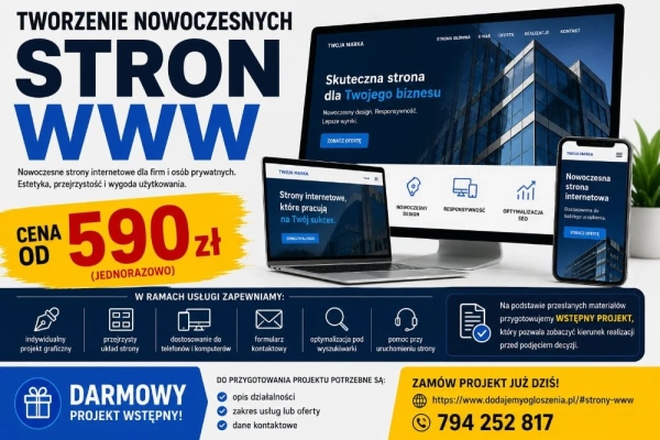 Wystawianie ogłoszeń w internecie - skuteczna reklama Twojej firmy  + Tanie strony WWW