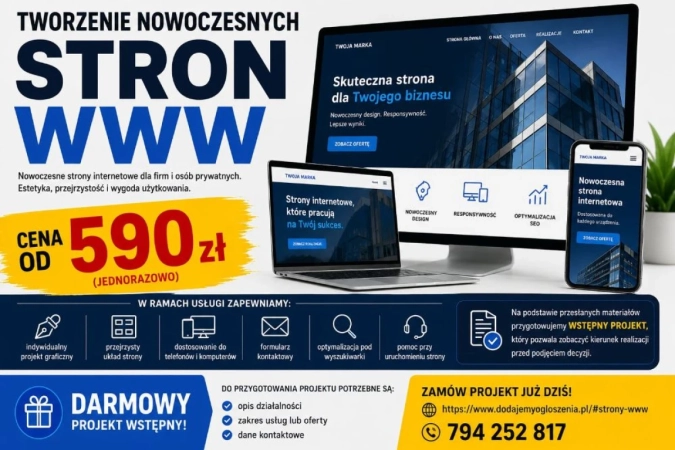 Wystawianie ogłoszeń w internecie - skuteczna reklama Twojej firmy  + Tanie strony WWW