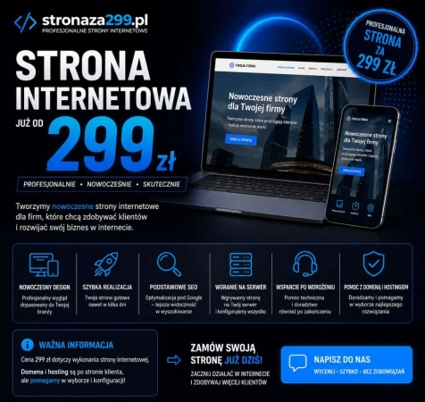 Strona internetowa od 299 zł - bez ukrytych kosztów | Wystawiamy faktury