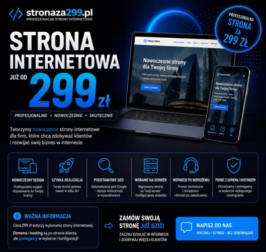 Strona internetowa od 299 zł - bez ukrytych kosztów | Wystawiamy faktury
