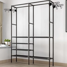 Wieszak stojący metal Ruhhy czarny PODWÓJNY WIESZAK NA UBRANIA LOFT