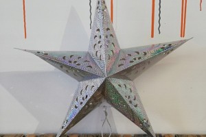 GWIAZDA LED PAPIEROWA SREBRNA WISZĄCA OZDOBA ŚWIĄTECZNA DUŻA 90CM