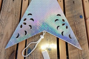 GWIAZDA LED PAPIEROWA SREBRNA WISZĄCA OZDOBA ŚWIĄTECZNA DUŻA 90CM