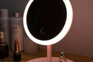 LUSTERKO KOSMETYCZNE DO MAKIJAŻU PODŚWIETLANE BIAŁE/RÓŻOWE LED