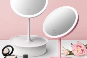 LUSTERKO KOSMETYCZNE DO MAKIJAŻU PODŚWIETLANE BIAŁE/RÓŻOWE LED