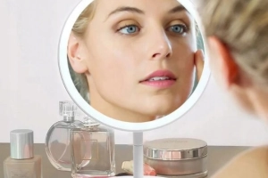 LUSTERKO KOSMETYCZNE DO MAKIJAŻU PODŚWIETLANE BIAŁE/RÓŻOWE LED