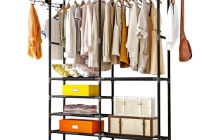 Wieszak stojący metal Ruhhy czarny PODWÓJNY WIESZAK NA UBRANIA LOFT