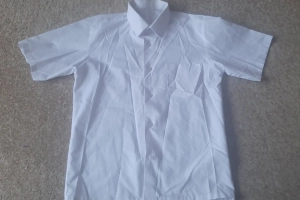 Elegancka koszula chłopięca krótki rękaw biała 134 Lora