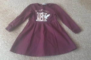 Sukienka dziewczęca długi rękaw bordowa krótka Harry Potter 116-122