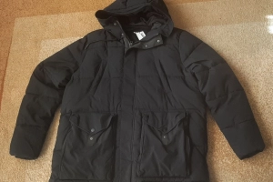 Kurtka zimowa męska ocieplana kaptur czarna XL Kappahl